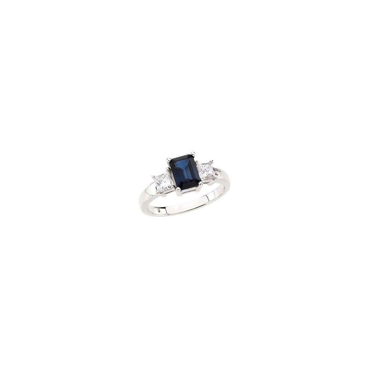 14K White Gold Natural Blue Sapphire & 1/2 CTW Natural Diamond Ring