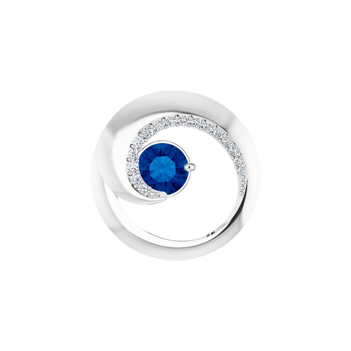 14K White Gold Natural Blue Sapphire & 1/5 CTW Natural Diamond Pendant