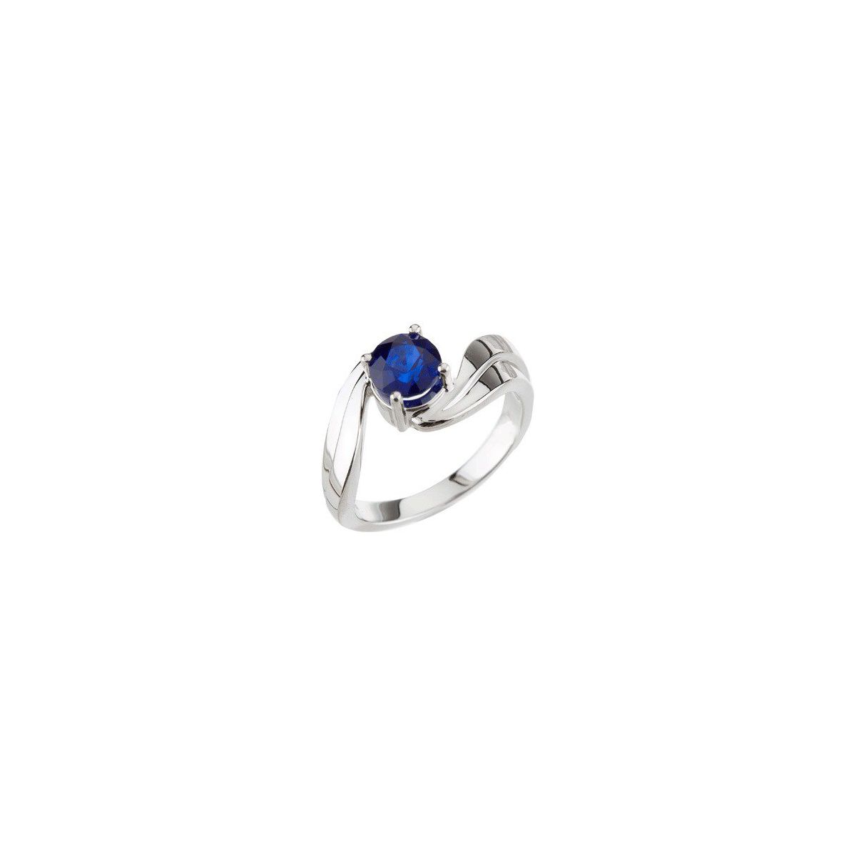 14K White Gold Natural Blue Sapphire Ring