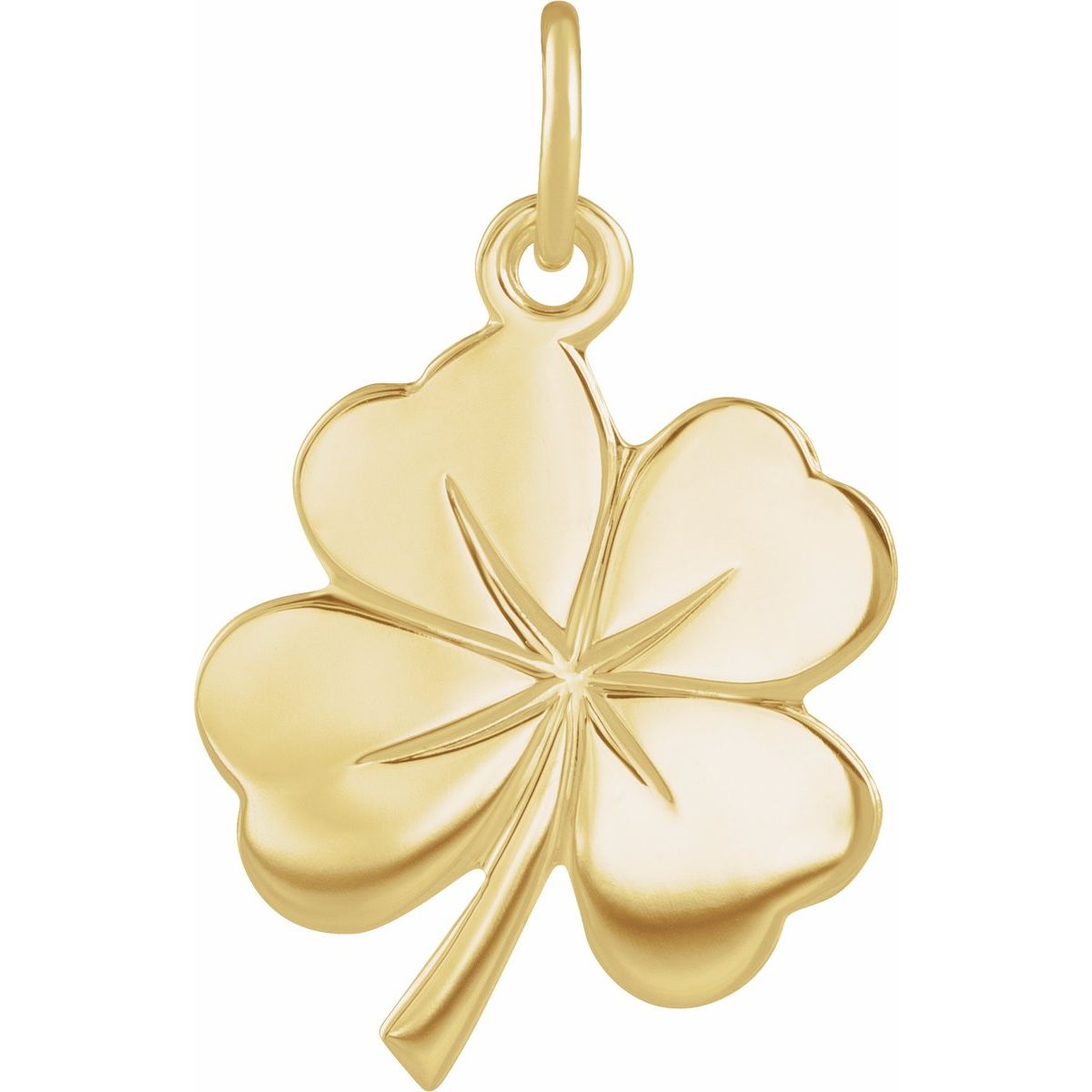 14K Yellow Gold 18x14 mm Four-Leaf Clover Charm/Pendant