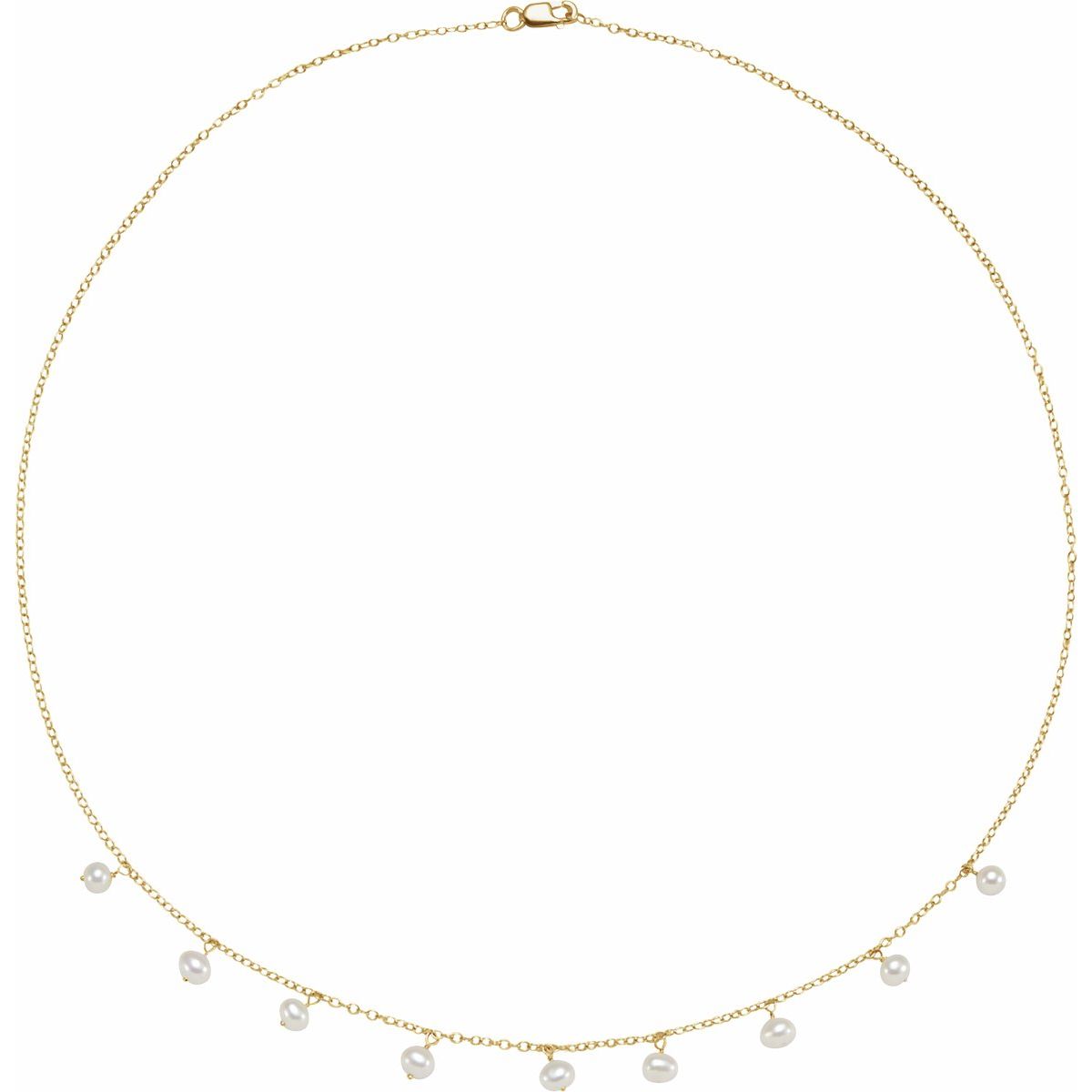 14K Yellow Gold Cultured White Freshwater Pearl 18" Necklace