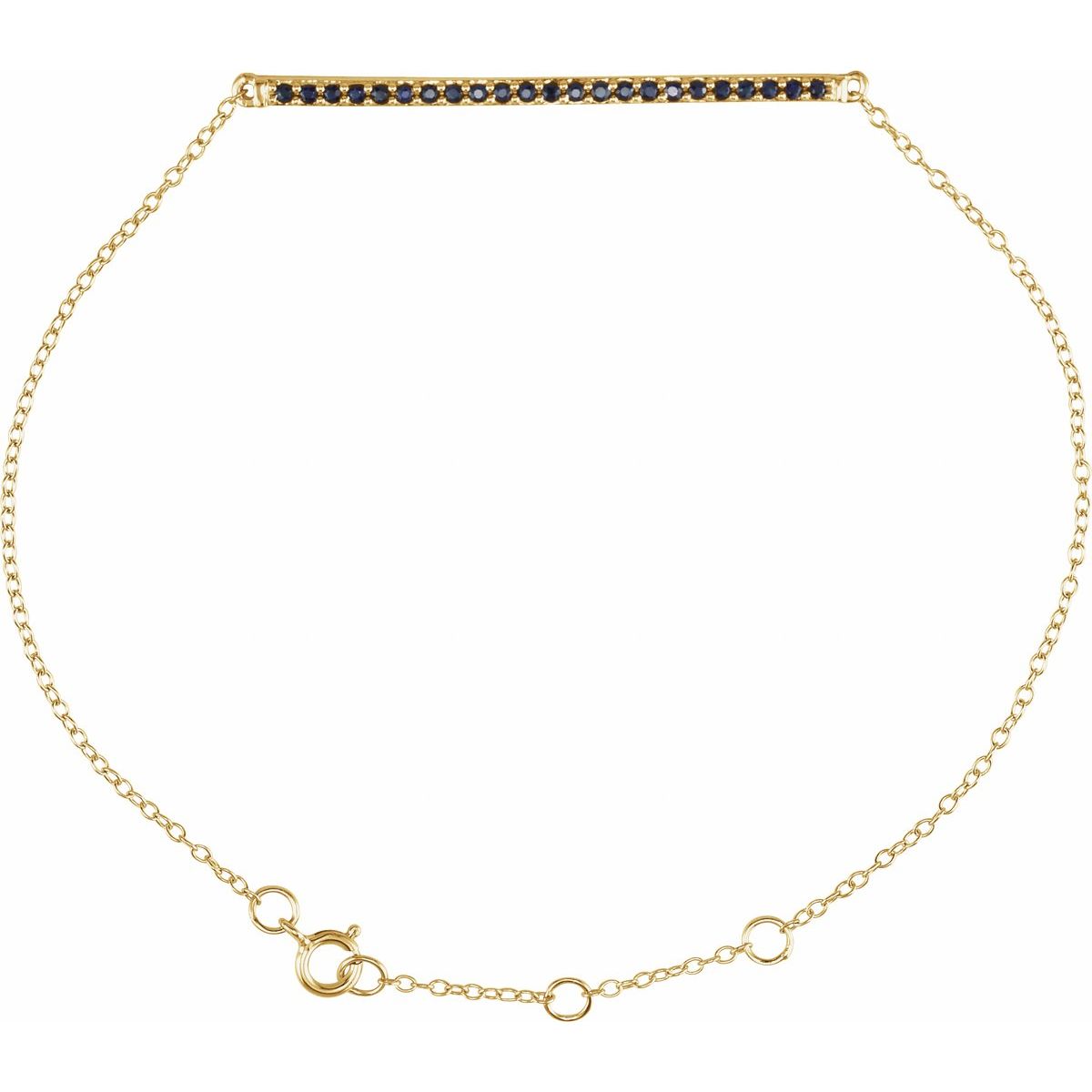 14K Yellow Gold Natural Blue Sapphire 8" Bracelet