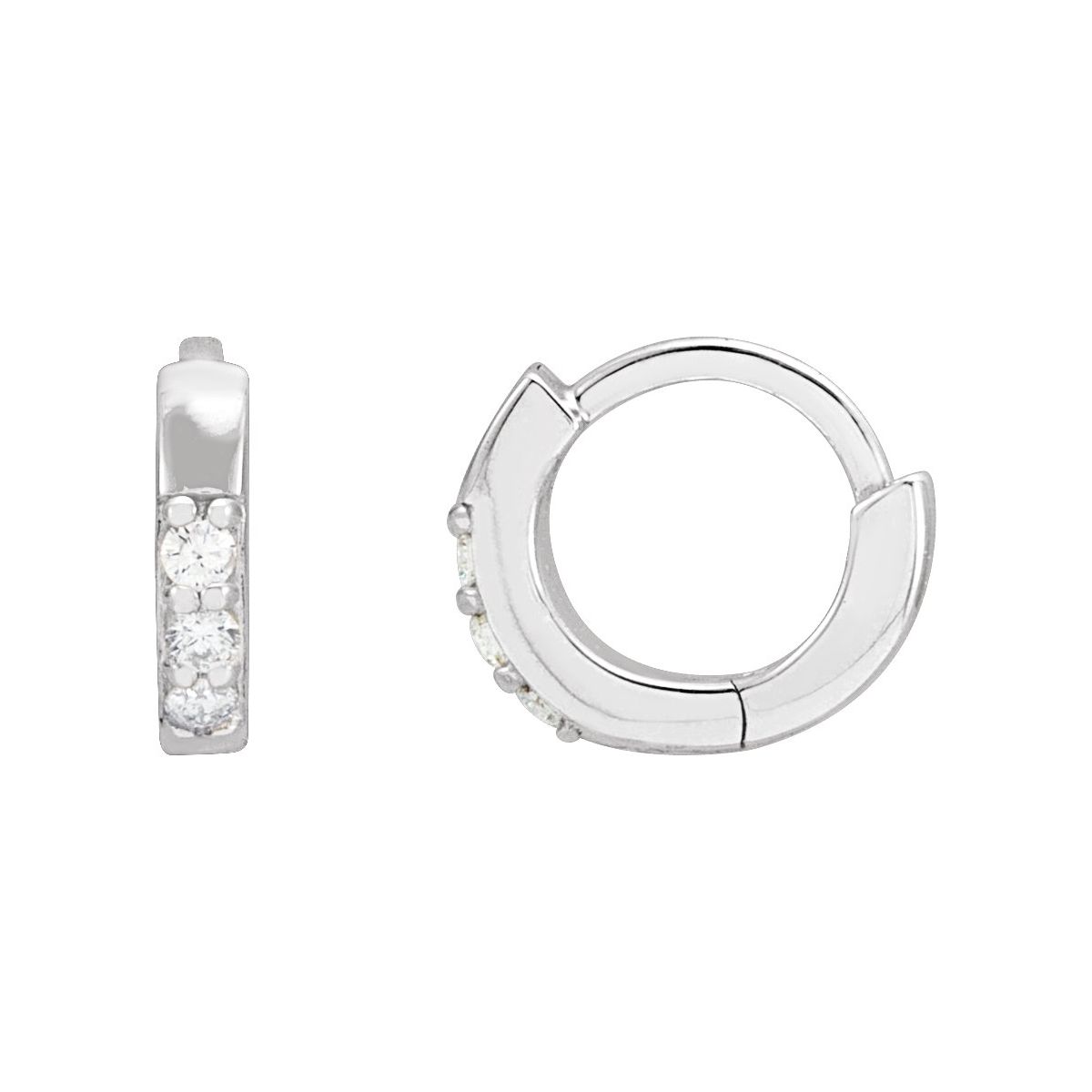 Sterling Silver.05 CTW Natural Diamond Hinged 8 mm Hoop Earrings