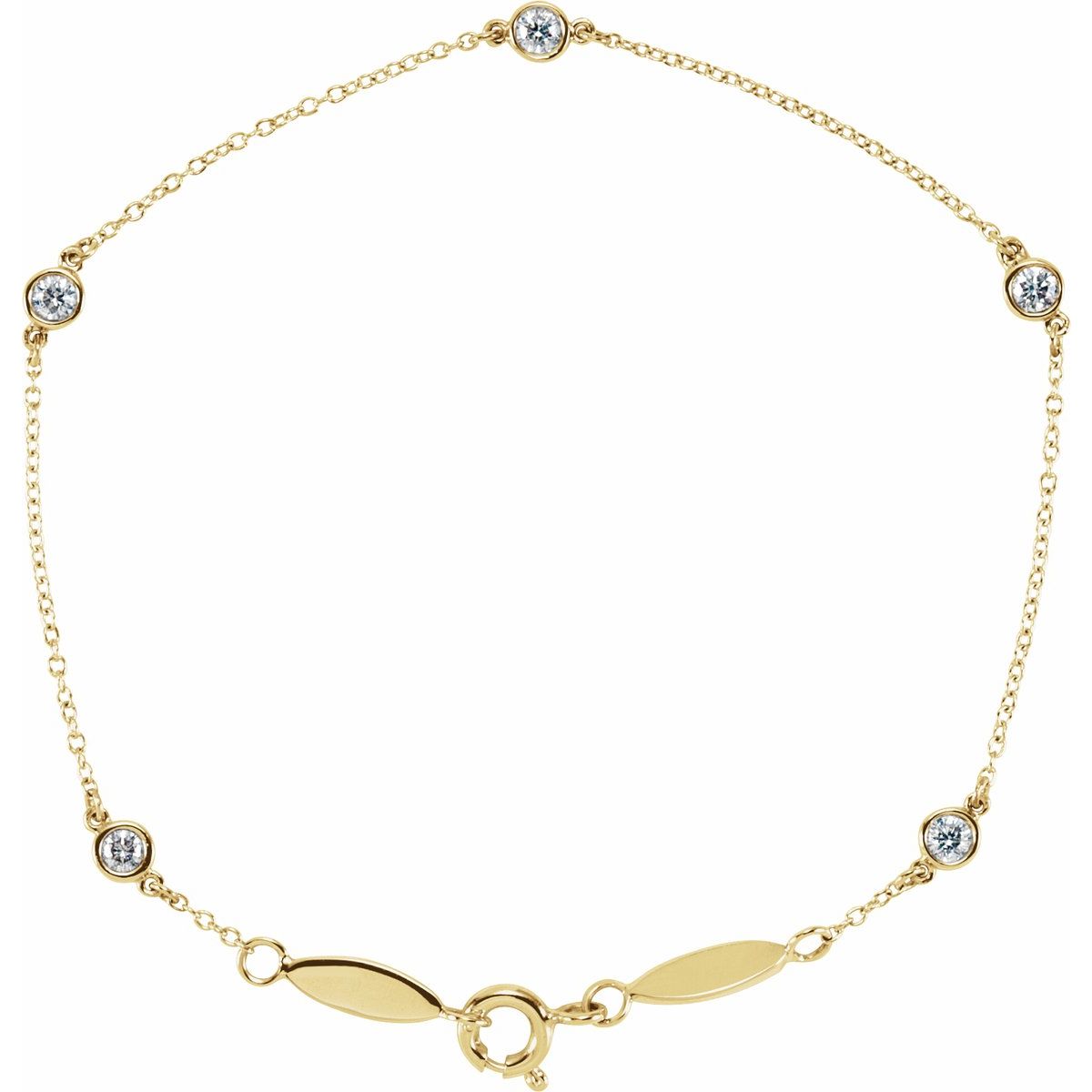 14K Yellow Gold 1/3 CTW Lab-Grown Diamond Bezel-Set Station 7" Bracelet