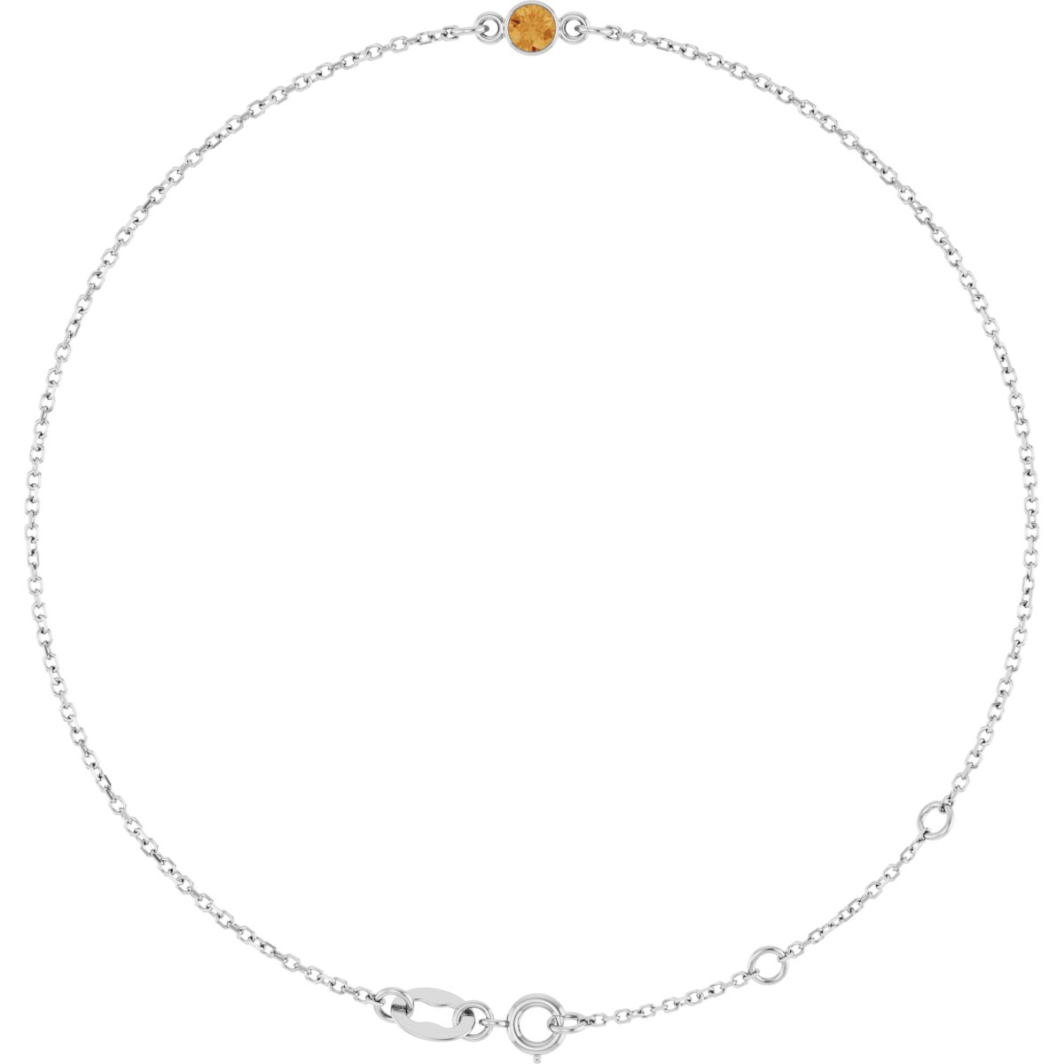 Sterling Silver Natural Citrine Bezel-Set Solitaire 6 1/2-7 1/2" Bracelet