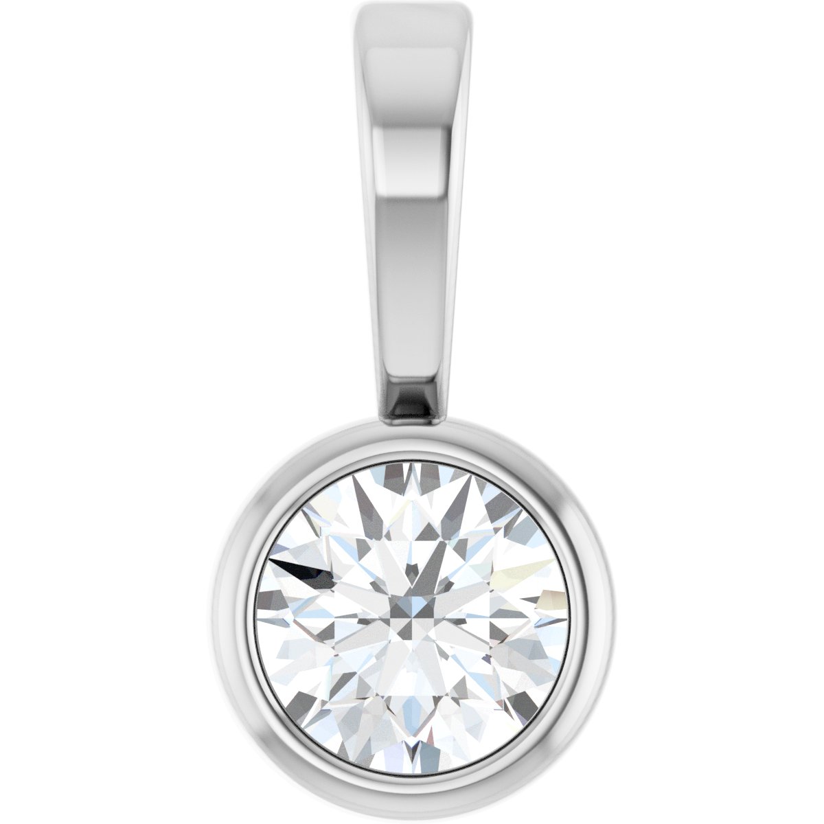 Sterling Silver.06 CT Natural Diamond Bezel-Set Solitaire Pendant