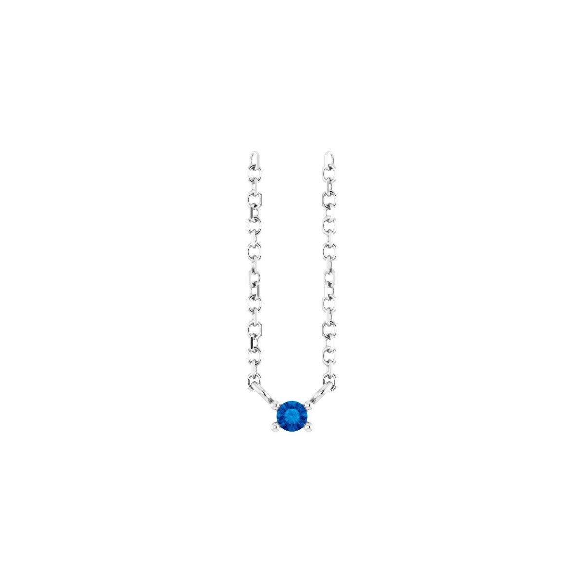 Sterling Silver Lab-Grown Blue Sapphire Bar 16" Necklace