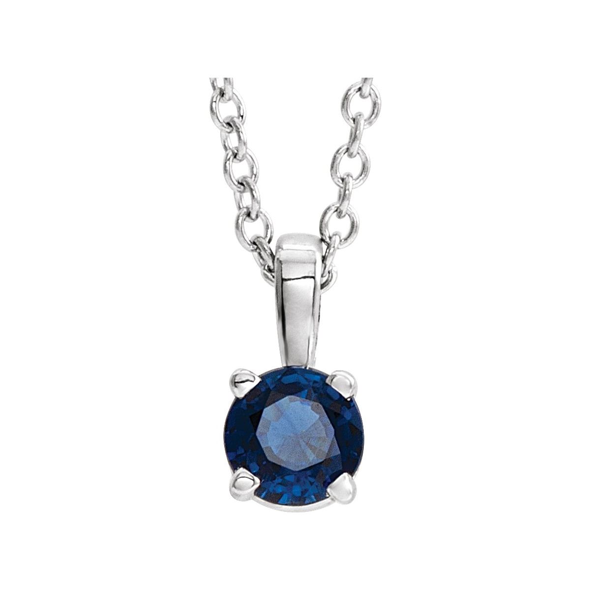 Sterling Silver 3 mm Imitation Blue Sapphire Pendant