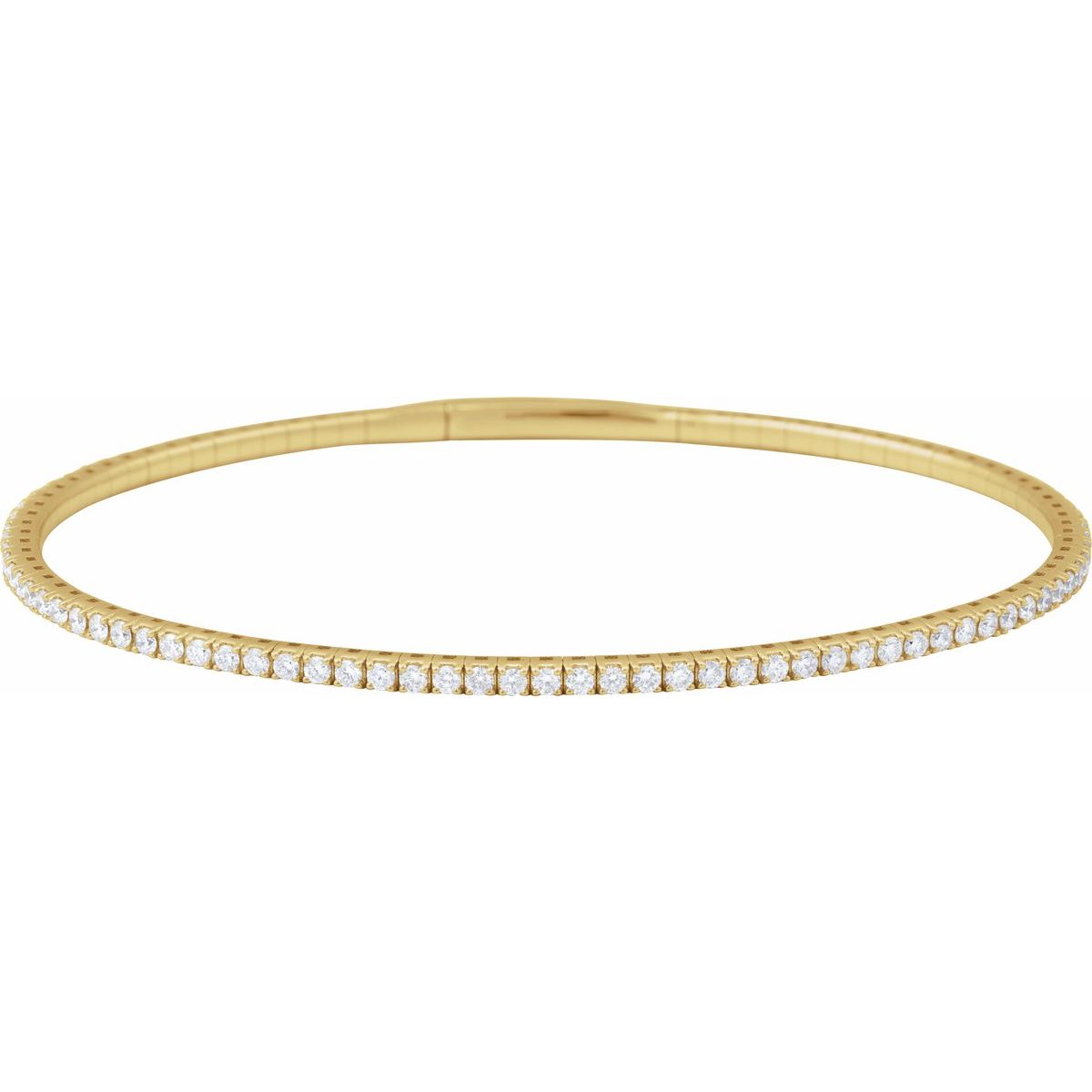 14K Yellow Gold 1 1/2 CTW Lab-Grown Diamond Flexible Bangle 7" Bracelet