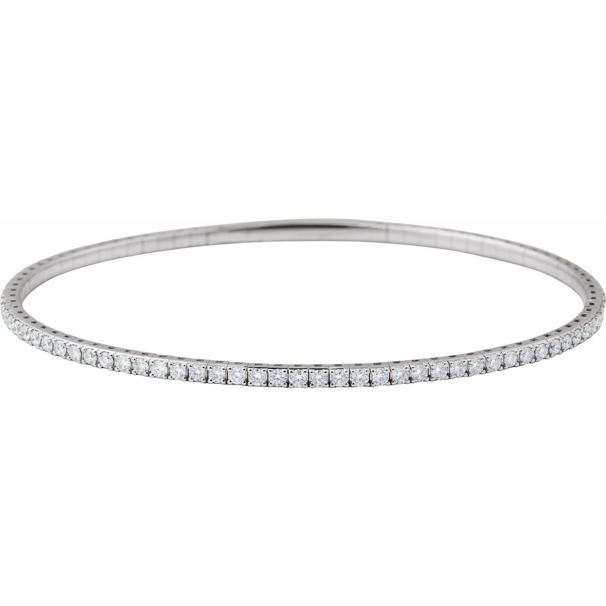14K White Gold 1 CTW Lab-Grown Diamond Flexible Bangle 7" Bracelet