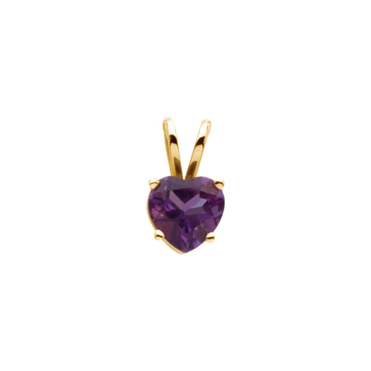 14K Yellow Gold 6 mm Natural Amethyst Heart Pendant