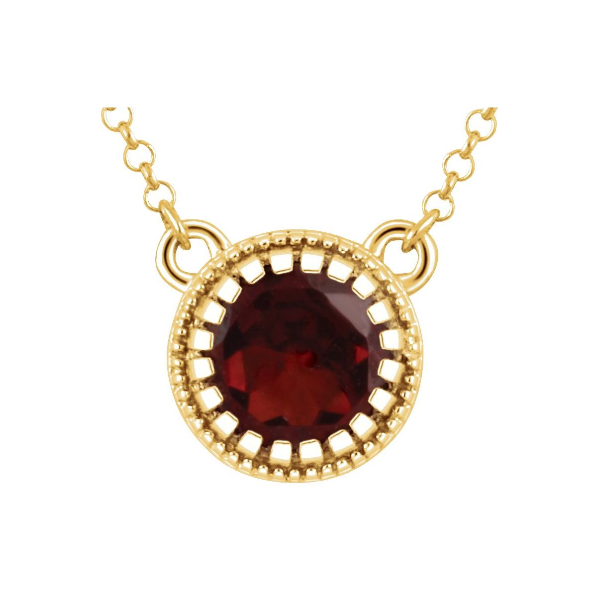 14K Yellow Gold Natural Mozambique Garnet "January" 18" Birthstone Necklace