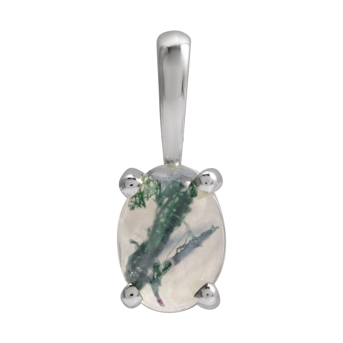 Sterling Silver Natural Moss Agate Pendant