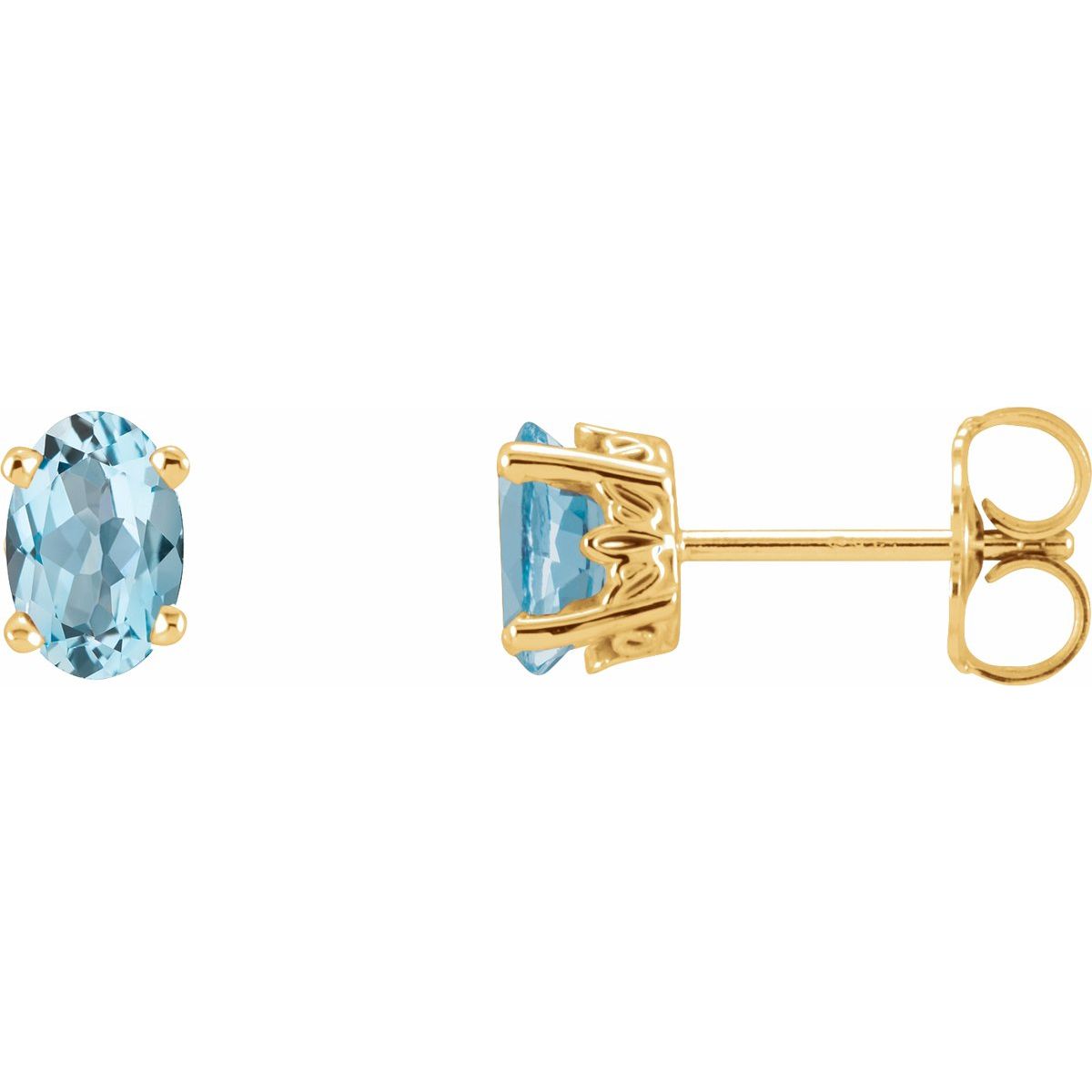 14K Yellow Gold Natural Sky Blue Topaz Earrings
