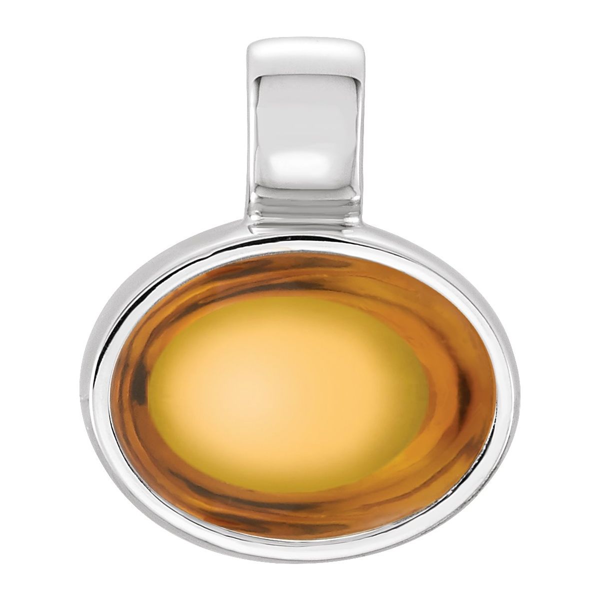 Sterling Silver Natural Citrine Cabochon Pendant