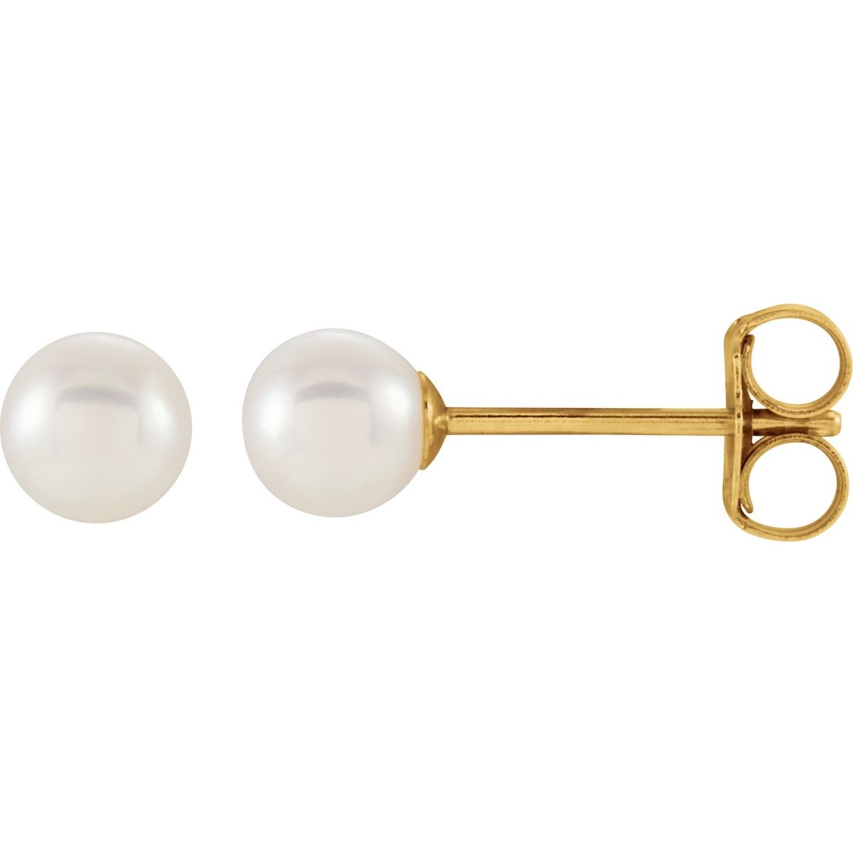 14K Yellow Gold Cultured White Freshwater Pearl Earrings
