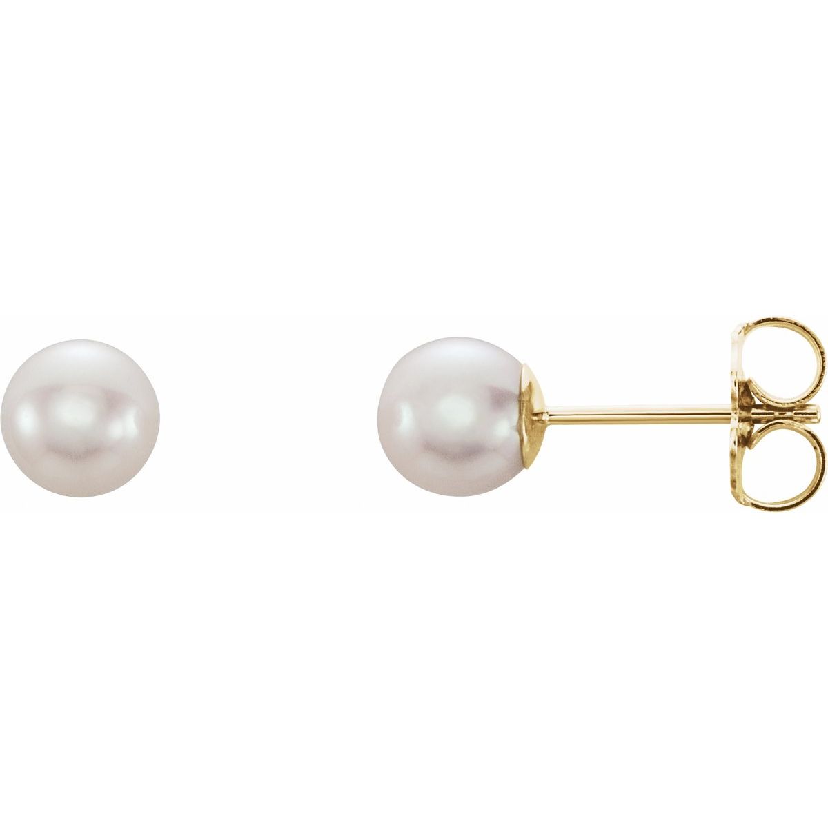 14K Yellow Gold Cultured White Freshwater Pearl Earrings