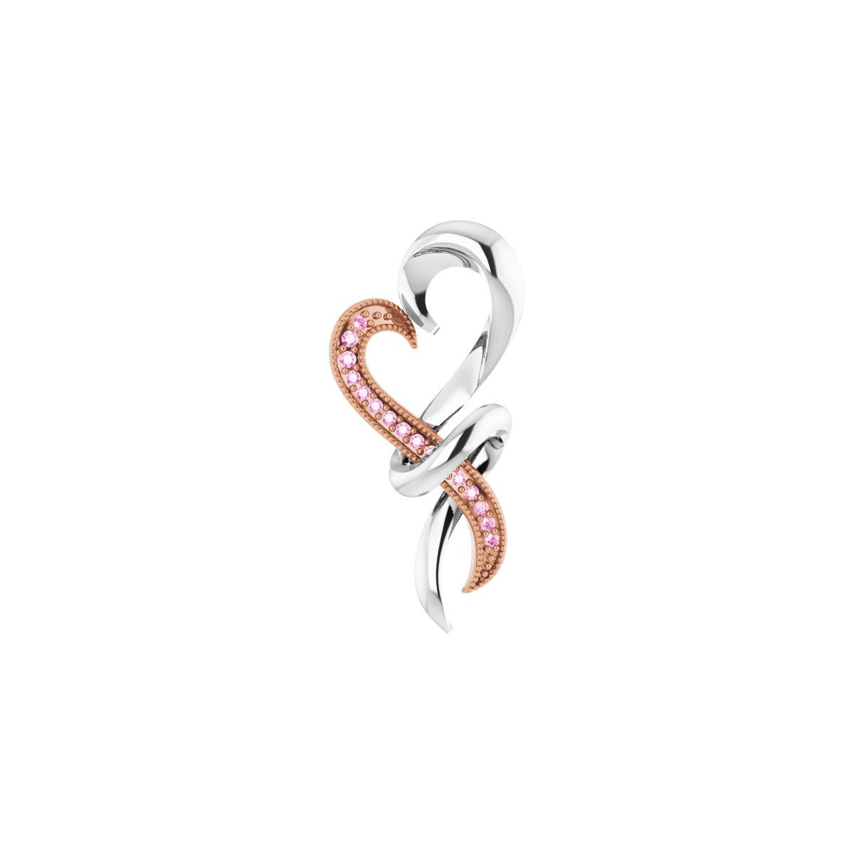 Rhodium-Plated Sterling Silver & 10K Rose Gold Natural Pink Sapphire Heart Pendant