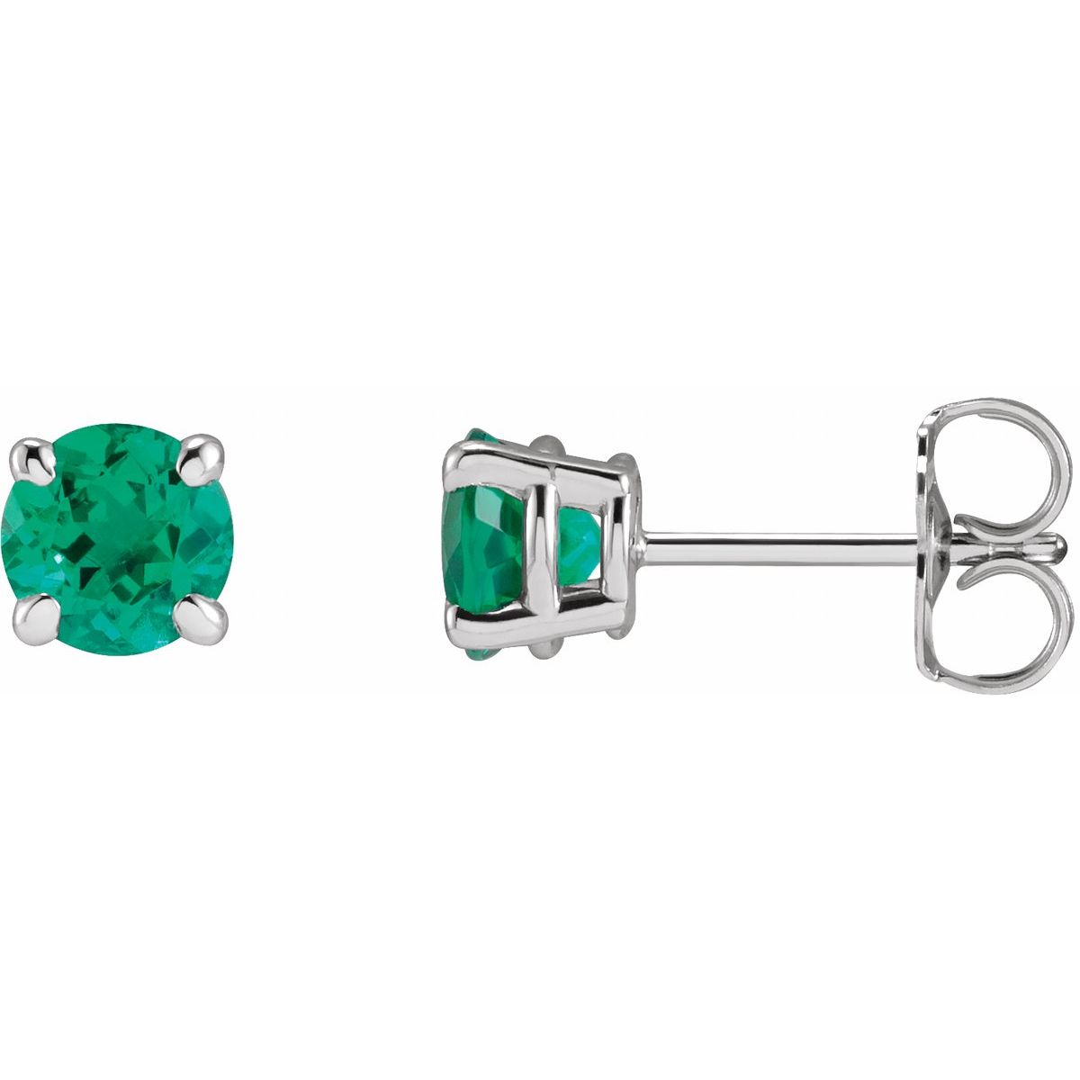 Sterling Silver Lab-Grown Emerald Earrings