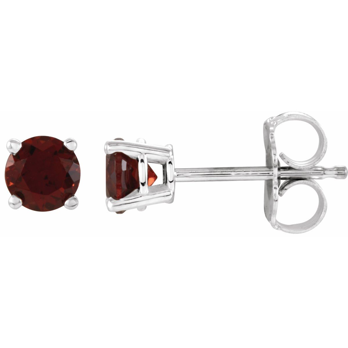 Sterling Silver 4 mm Natural Garnet Earrings