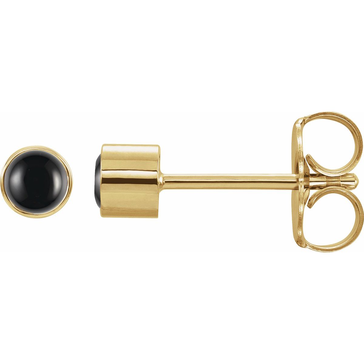 14K Yellow Gold Natural Black Onyx Bezel-Set Earring
