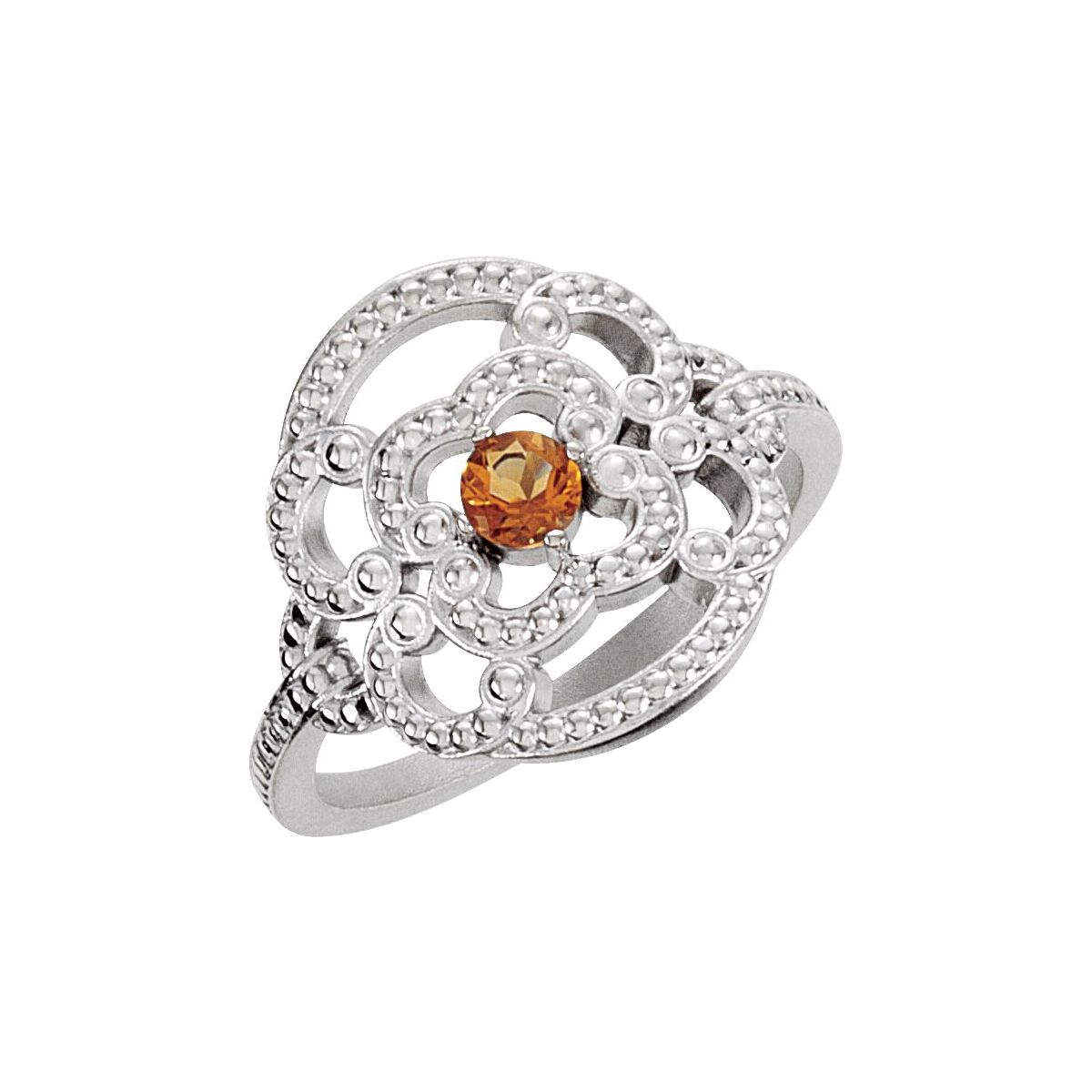 Sterling Silver Citrine Granulated Ring