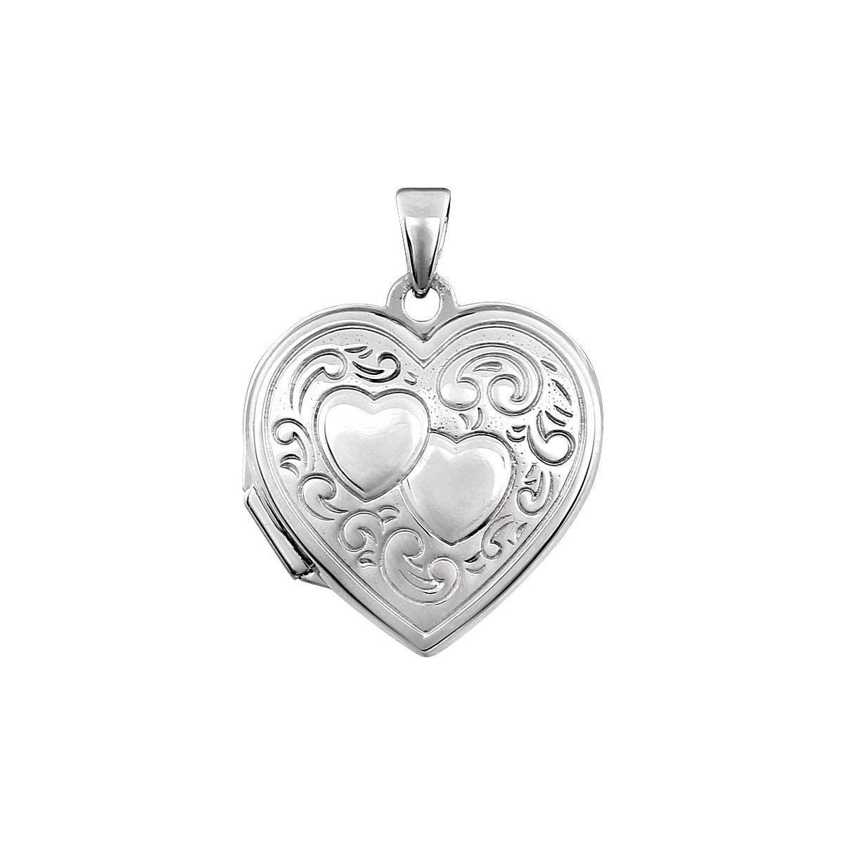 Sterling Silver Engravable Double Heart Locket