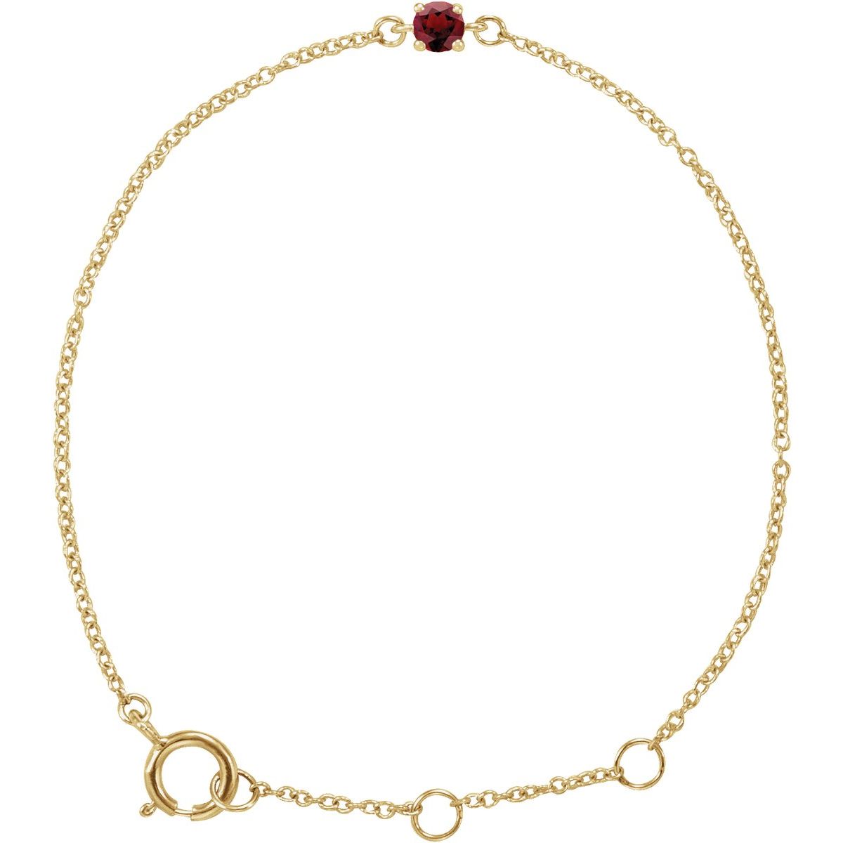 14K Yellow Gold Imitation Mozambique Garnet Youth Birthstone 4 1/2-5 1/2" Bracelet