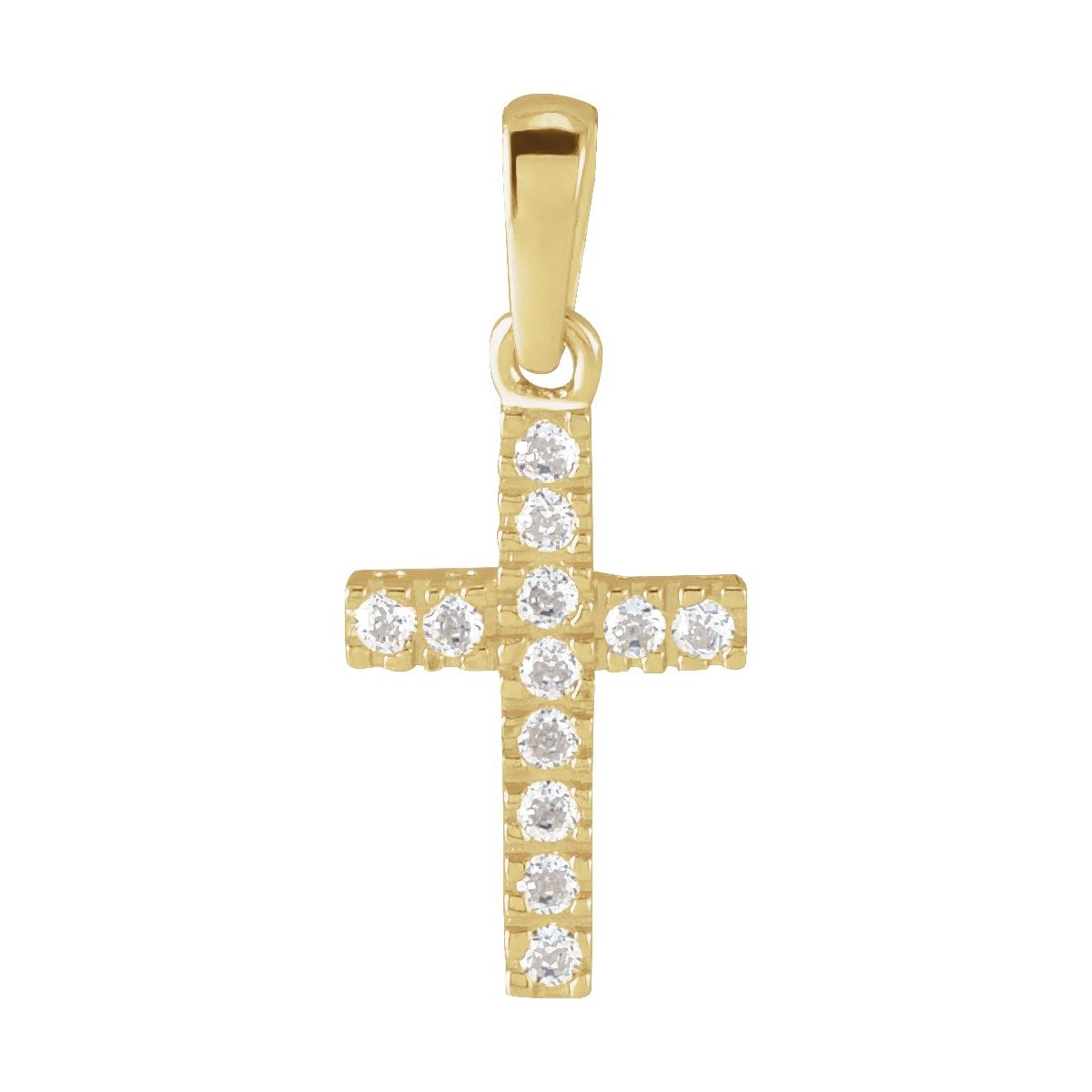 14K Yellow Gold Imitation White Cubic Zirconia Cross Pendant