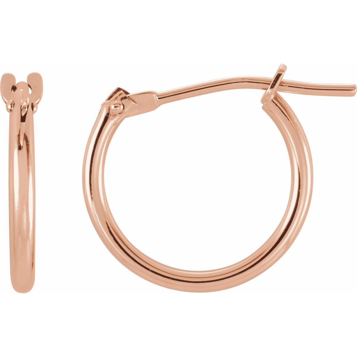 14K Rose Gold Youth Hinged 12.5 mm Hoop Earrings