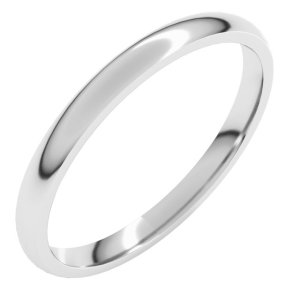 10K White Gold 2 mm Lightweight Comfort-Fit Half Round Band Size 4.5
