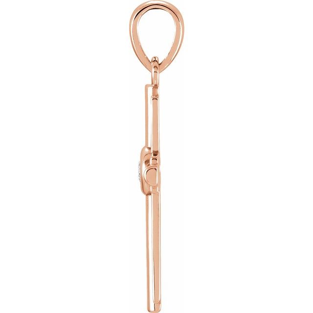 14K Rose Gold .06 CT Natural Diamond Cross Pendant - Image 2
