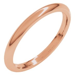 14K Rose Gold 2 mm Comfort-Fit Half Round Band Size 7.5