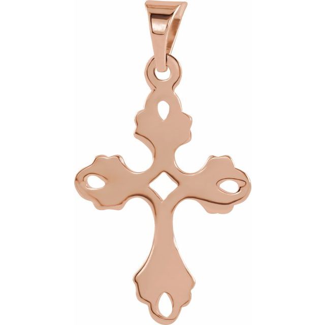 14K Rose Gold Cross Pendant - Image 3