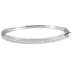 14K White Gold 1 1/2 CTW Natural Diamond Bangle 7" Bracelet