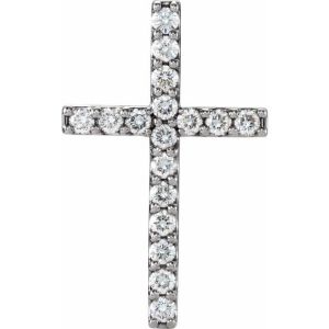14K White Gold 1/2 CTW Natural Diamond Petite Cross Pendant
