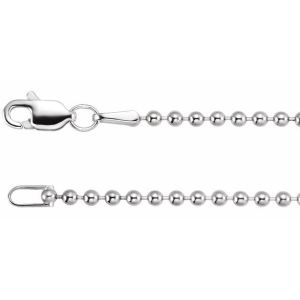 14K White Gold 1.8 mm Hollow Bead 18" Chain