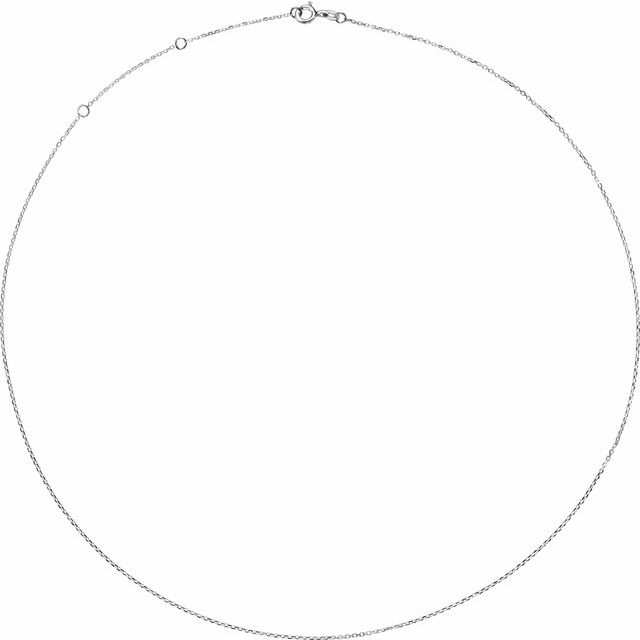 14K White Gold 1 mm Adjustable Diamond-Cut Cable 16-18" Chain - Image 2