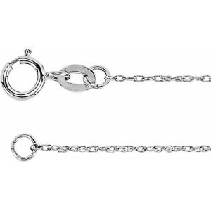 14K White Gold 1 mm Rope 20" Chain