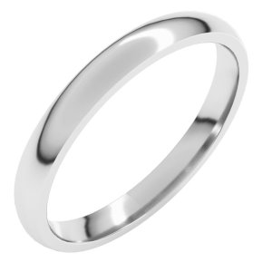 14K White Gold 2.5 mm Lightweight Comfort-Fit Half Round Band Size 5
