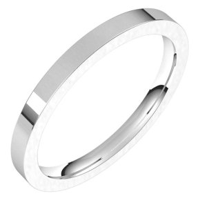 14K White Gold 2 mm Comfort-Fit Flat Band Size 7