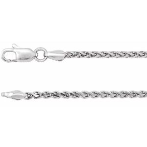 14K White Gold 2 mm Diamond-Cut Wheat 16" Chain