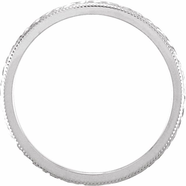 14K White Gold 2 mm Milgrain Hand-Engraved Wheat Pattern Flat Band Size 4 - Image 2