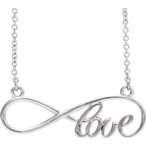 14K White Gold 27.5x8.4 mm Infinity-Inspired Love 17" Necklace