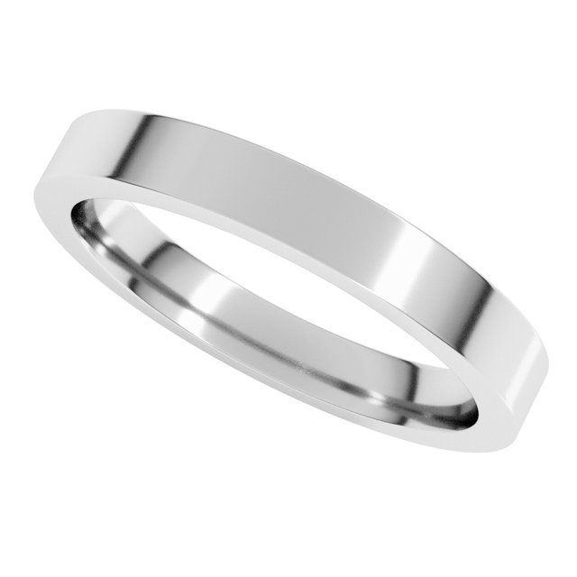 14K White Gold 3 mm Comfort-Fit Flat Band - Image 5