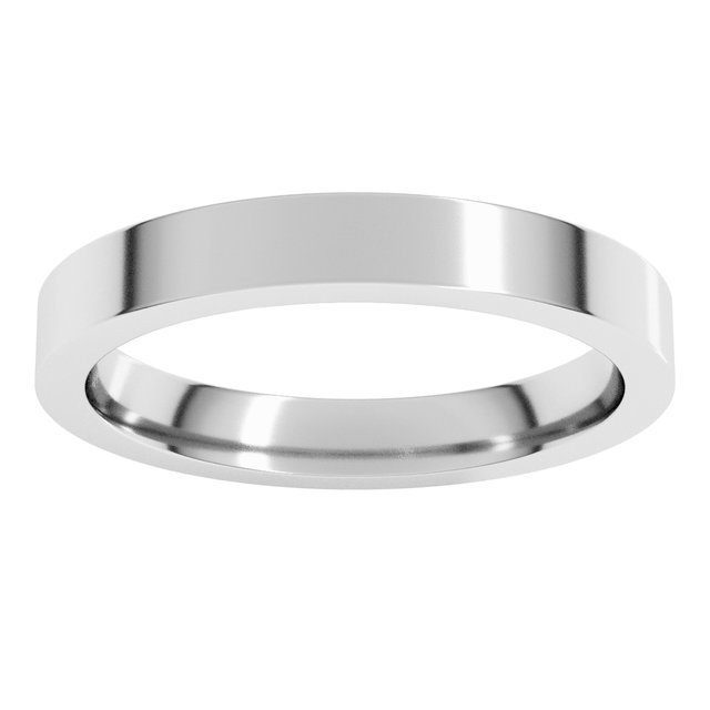 14K White Gold 3 mm Comfort-Fit Flat Band - Image 3