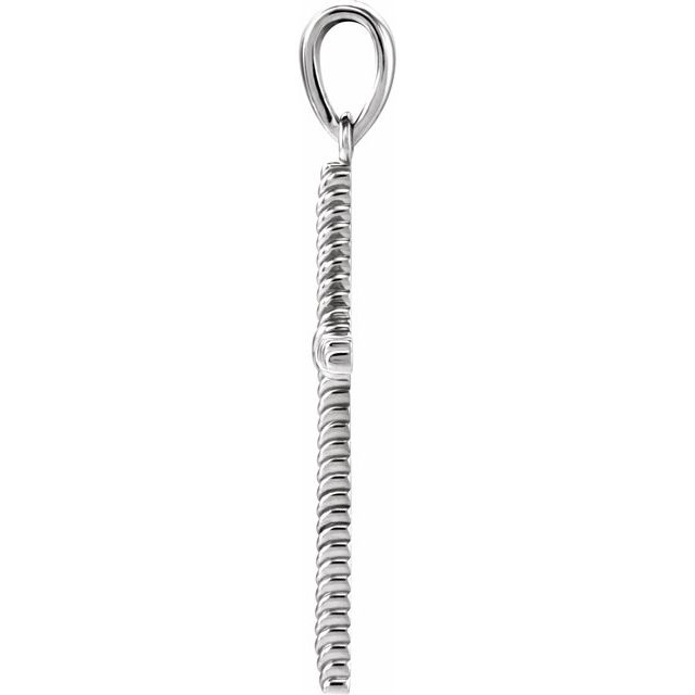 14K White Gold 31.9x16.2 mm Rope Cross Pendant - Image 2