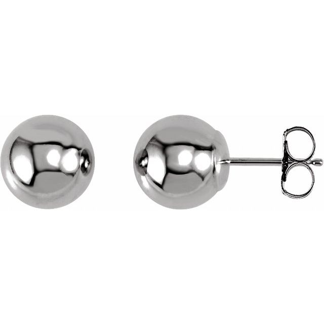 14K White Gold 8 mm Ball Earrings
