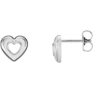 14K White Gold Heart Earrings