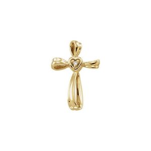 14K Yellow Gold .02 CTW Natural Diamond Cross Pendant